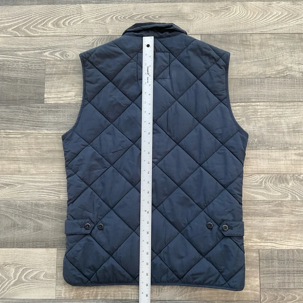 J.Crew Sussex Quilted Vest Men’s XS Black PrimaLoft Insulated Corduroy Collar